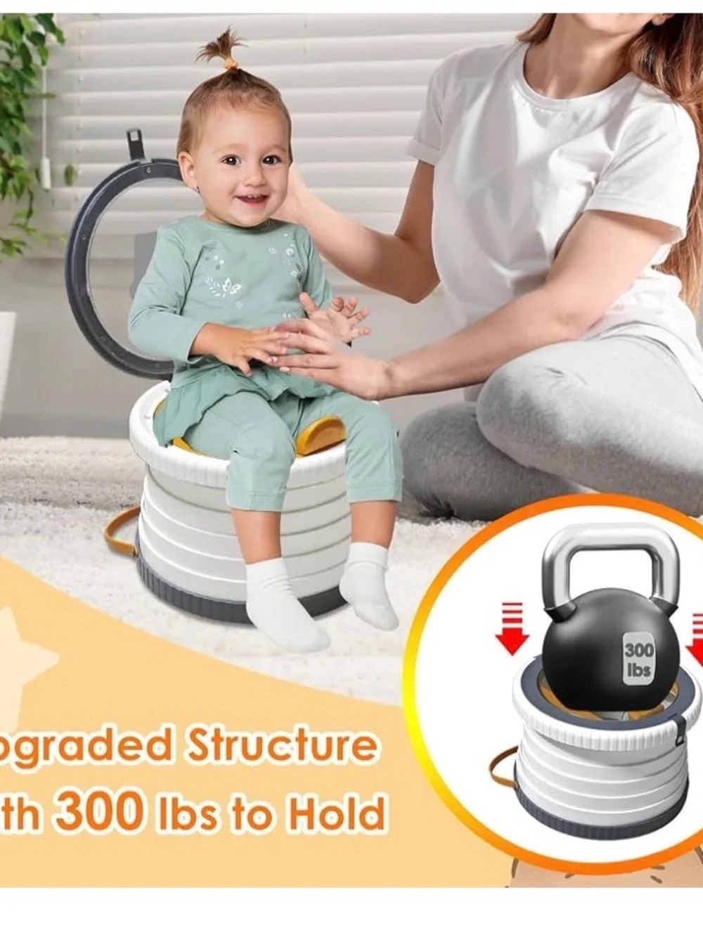 Portable Collapsible Child Potty Seat in White & Mustard